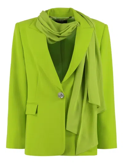 Clips Lapel-collar Scarf-detail Blazer In Green