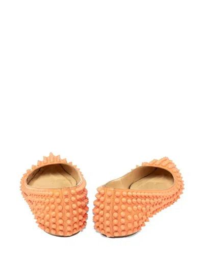 Pre-owned Christian Louboutin Pigalle Leather Spiked Ballet Flats