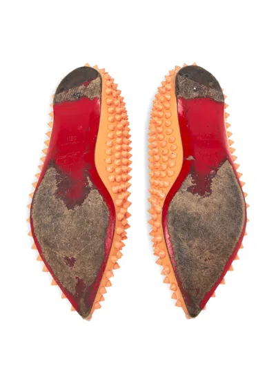 Pre-owned Christian Louboutin Pigalle Leather Spiked Ballet Flats
