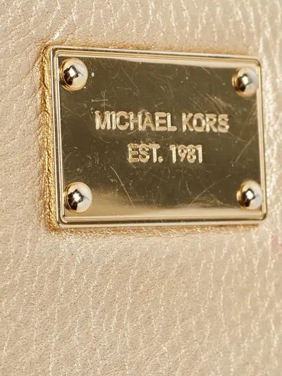 Pre-owned Michael Kors Vintage  Leather Zip-around Wallet In Gold