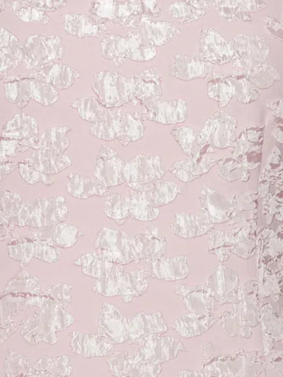 Rotate Birger Christensen Jacquard Puff Sleeve Midi Dress In Pink