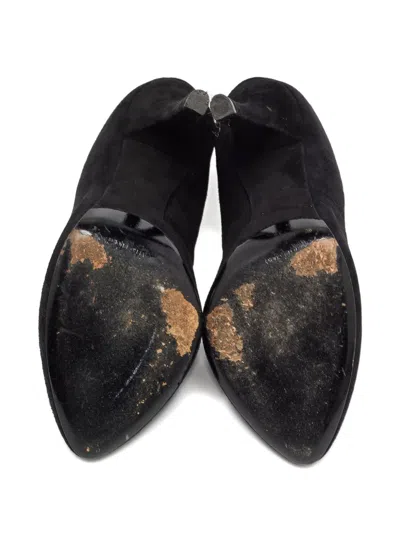Pre-owned Dolce & Gabbana 120mm Suede Lace Boots In Black