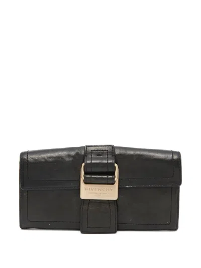 Pre-owned Givenchy Leather Buckle Wallet In Green