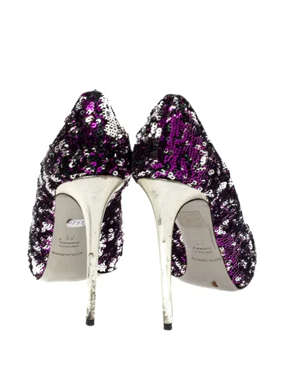 Pre-owned Dolce & Gabbana 2024 130mm Sequined Pumps In Purple