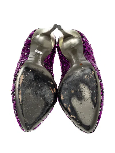 Pre-owned Dolce & Gabbana 2024 130mm Sequined Pumps In Purple