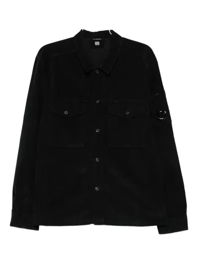 C.p. Company C.p.company Corduroy Buttoned Utility Overshirt In Black