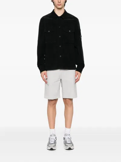 C.p. Company C.p.company Corduroy Buttoned Utility Overshirt In Black