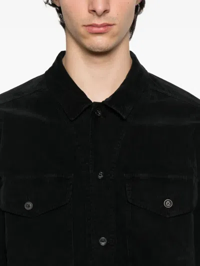 C.p. Company C.p.company Corduroy Buttoned Utility Overshirt In Black