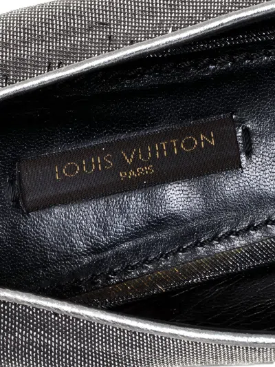 Pre-owned Louis Vuitton Leather Lamé-fabric Rose-appliqué Ballet Flats In Silver