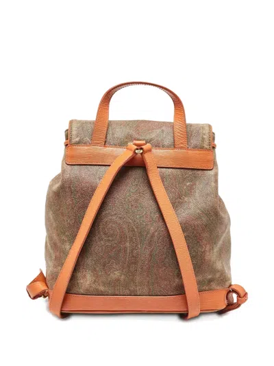 Pre-owned Etro Paisley-jacquard Leather Backpack