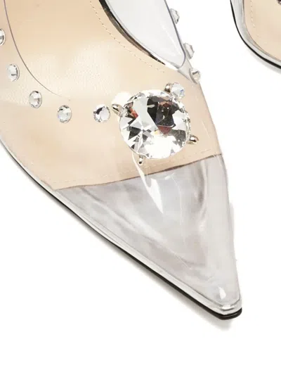 Pre-owned Mach&mach 100mm  Crystal-embellished Pumps In Neutral
