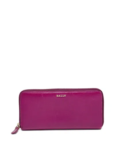 Pre-owned Bally Vintage  Leather Zipper Wallet In Pink
