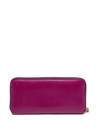Pre-owned Bally Vintage  Leather Zipper Wallet In Pink