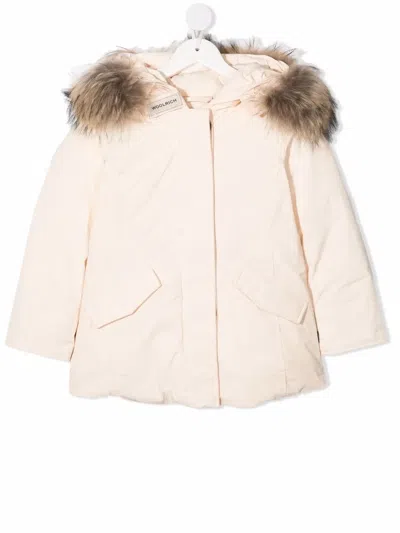 Woolrich Faux-fur Trimmed Puffer Jacket In Pink