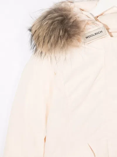 Woolrich Faux-fur Trimmed Puffer Jacket In Pink