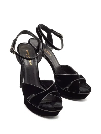 Pre-owned Saint Laurent 150mm Bianca Velvet Platform Sandals