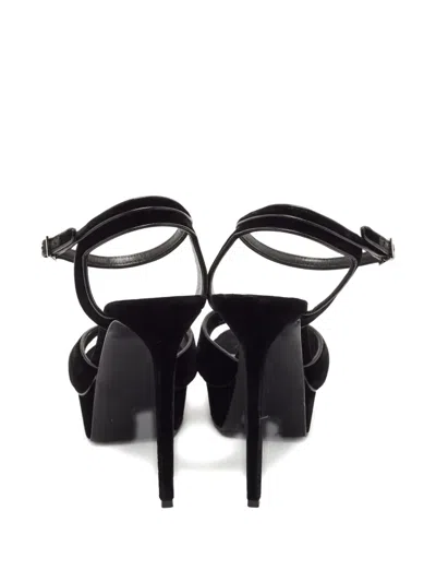 Pre-owned Saint Laurent 150mm Bianca Velvet Platform Sandals