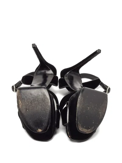 Pre-owned Saint Laurent 150mm Bianca Velvet Platform Sandals