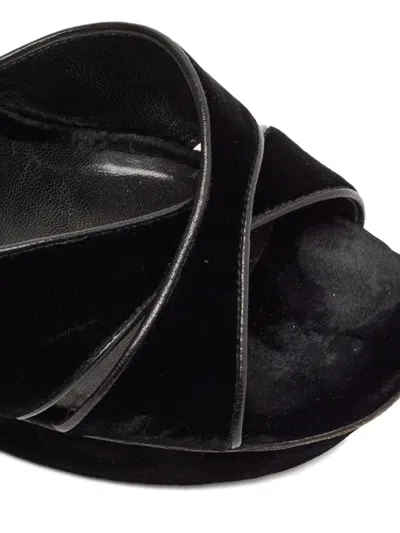 Pre-owned Saint Laurent 150mm Bianca Velvet Platform Sandals