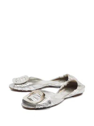 Pre-owned Roger Vivier Vintage 2024 Buckle Leather Flats