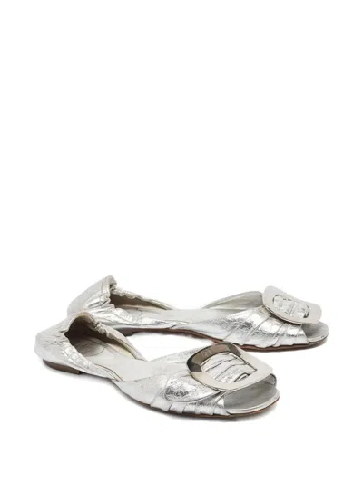 Pre-owned Roger Vivier Vintage 2024 Buckle Leather Flats