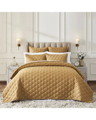 Orchids Lux Home Avalon Coverlet - Caramel In Yellow