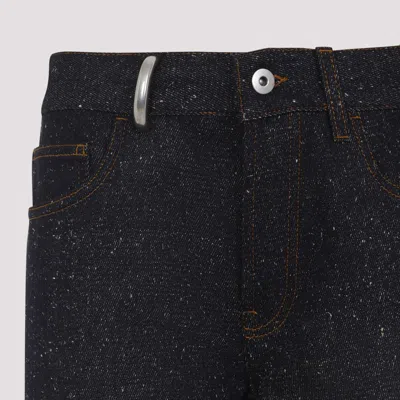 Burberry Cotton Blend Trouser With Metal Belt Loop In Blue