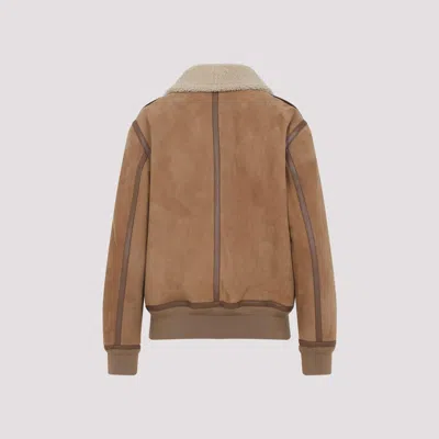 Ralph Lauren Shearling-collared Bomber Jacket In Brown