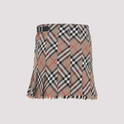 Burberry Women Embroidered Twill Mini Skirt In Neutral