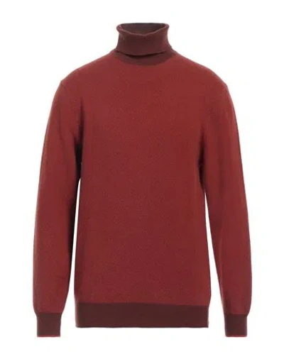 Heritage Man Turtleneck Rust Size 44 Wool, Cashmere In Red