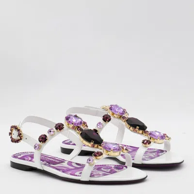 Dolce & Gabbana Embellished Leather Thong Sandals