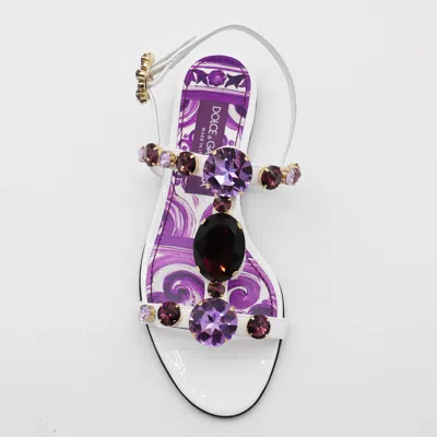 Dolce & Gabbana Embellished Leather Thong Sandals