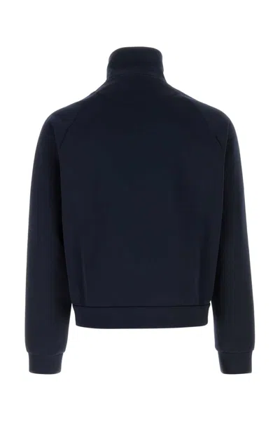 Prada High Collar Cuffs Hem Side Pockets In Blue