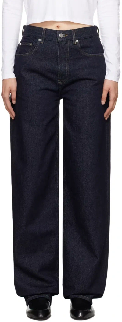 Loulou Studio Unstretched Loose Straight Jeans In Blue