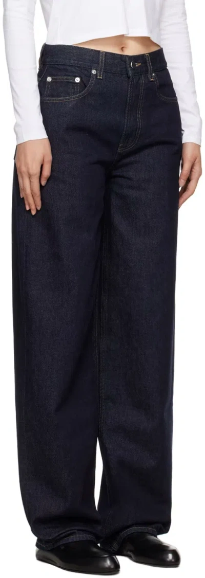 Loulou Studio Unstretched Loose Straight Jeans In Blue