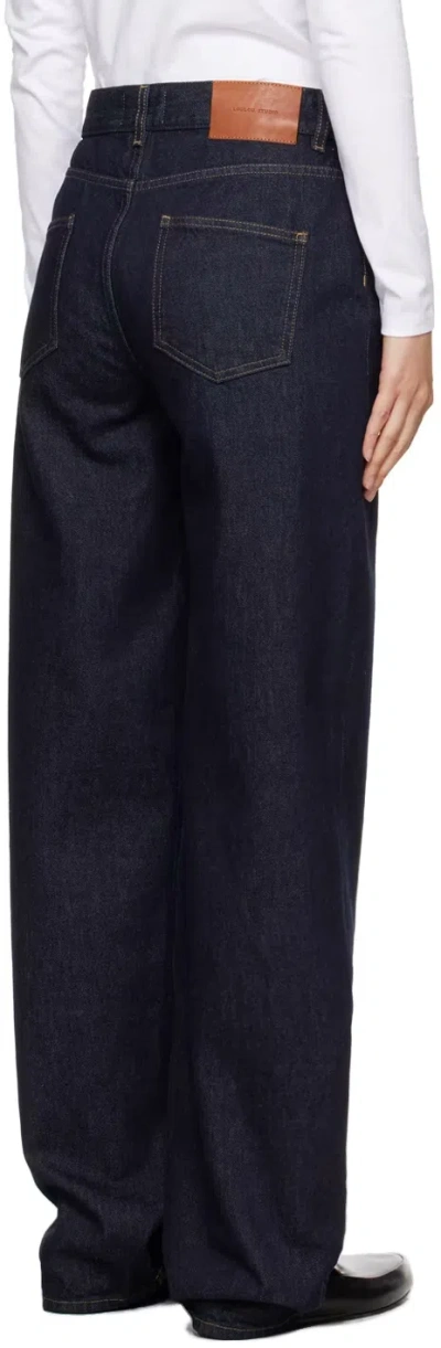 Loulou Studio Unstretched Loose Straight Jeans In Blue