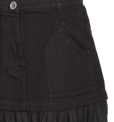 Pinko Long Skirt In Canvas And Cotton Voile In Black