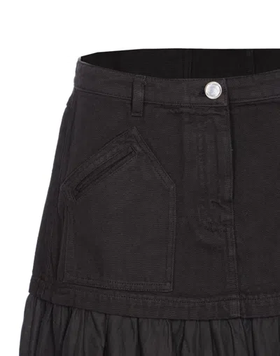 Pinko Long Skirt In Canvas And Cotton Voile In Black