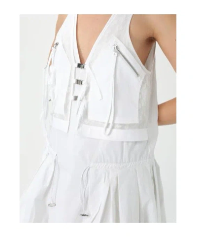Pinko Waist Drawstring Lace Mini Dress In White