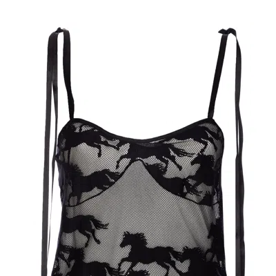 Pinko X Patrick Mcdowell Horse Motif Sheer Midi Dress In Black