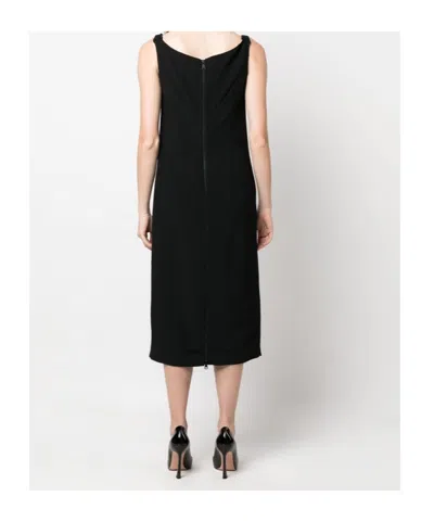 N°21 N21 Ruched-strap V-neck Midi Dress In Black
