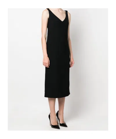 N°21 N21 Ruched-strap V-neck Midi Dress In Black