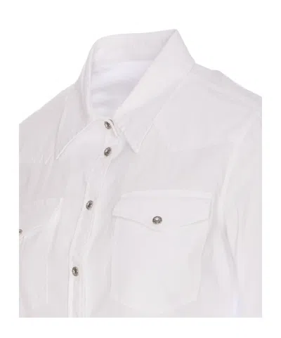 Dondup Button-up Long Sleeve Top In White