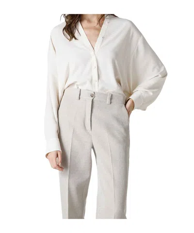 Seventy White V-neck Shirt In Silk Blend In Neutral