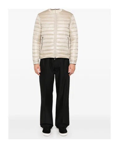 Herno Quilted Brown Down Coat With High Collar In Black