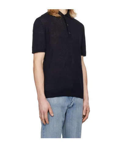 Barena Venezia Short Sleeve Ribbed Polo Shirt In Black