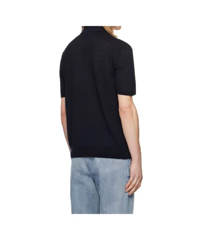 Barena Venezia Short Sleeve Ribbed Polo Shirt In Black