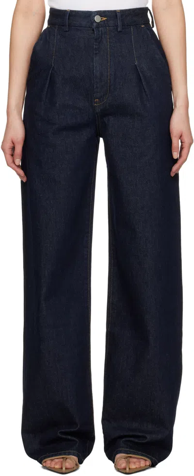 Loulou Studio Stretchless Wide-leg Jeans In Blue
