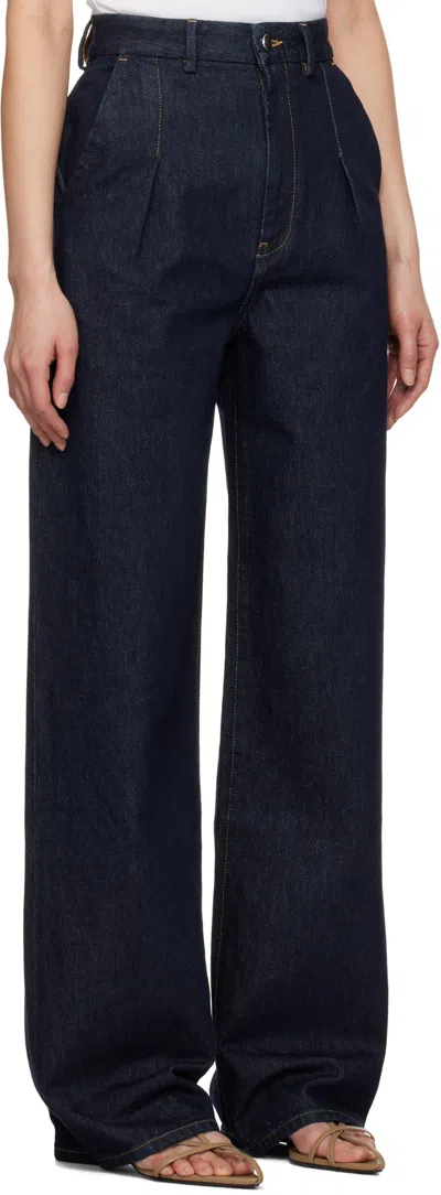 Loulou Studio Stretchless Wide-leg Jeans In Blue