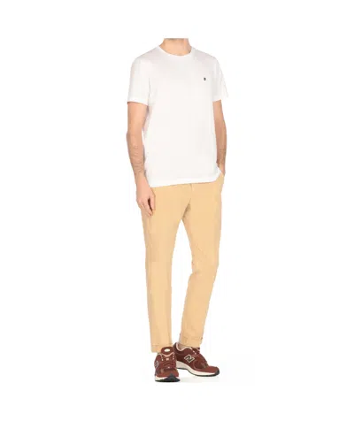 Dondup Straight Cotton Trousers Rolled Cuffs In Neutral